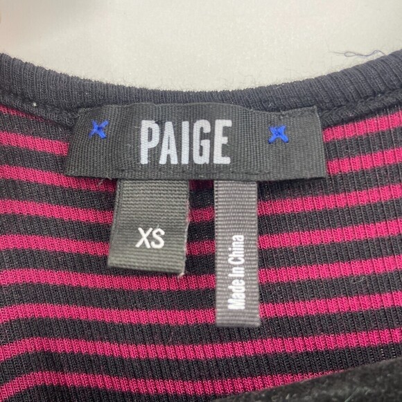 PAIGE Burgundy Black Striped Sleeveless Modal Blend Tank Dress Size XS - Picture 4 of 5